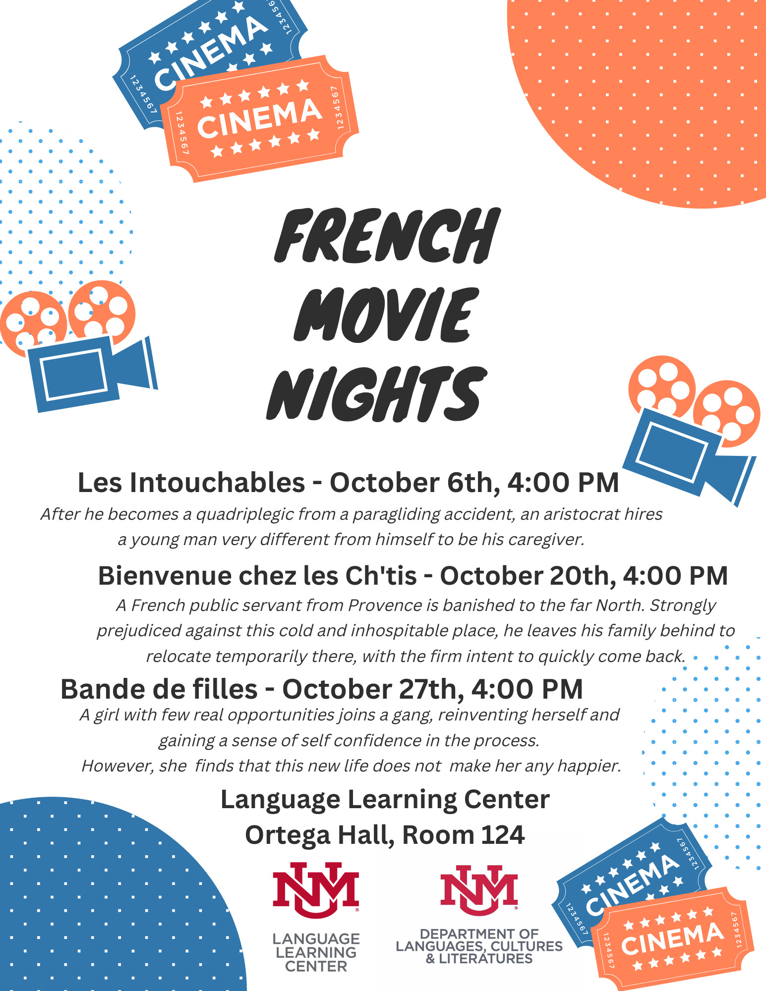 Flyer for French Movie Nights